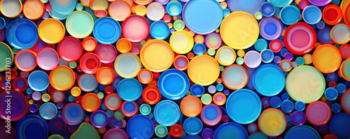 Colorful circles arranged in a vibrant pattern create an eye-catching design for decoration or artwork