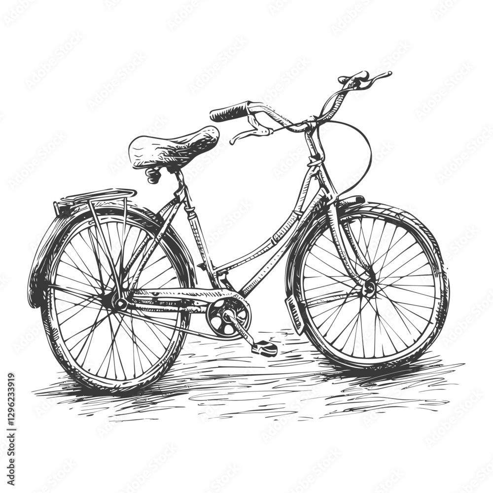 Hand Drawn Sketch Of A Classic Bicycle Design