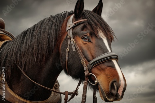 Shire Horse Clydesdale: Majestic Draft Horse in Elegant Brown Coat