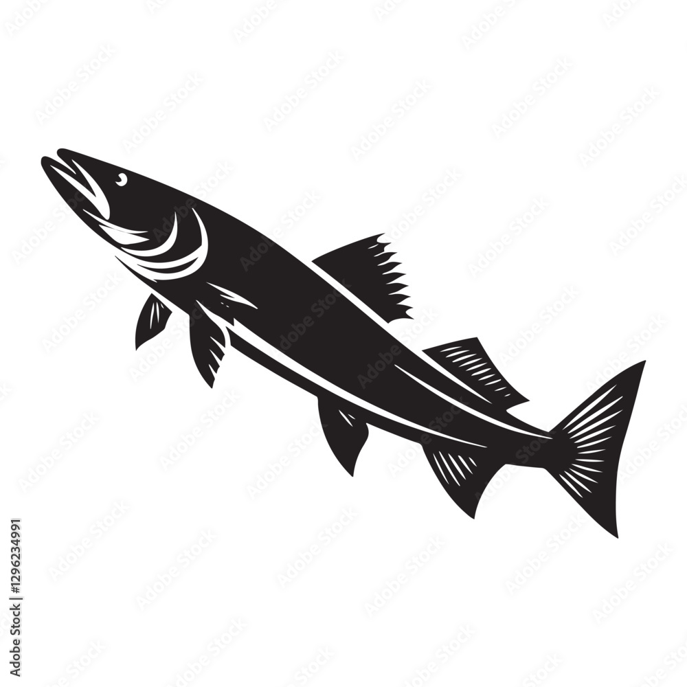 Elusive Pike silhouette, a stealthy hunter of the waters - Pike illustration - Minimalist Pike vector - Fish silhouette
Elusive Pike silhouette, a stealthy hunter of the waters - Pike illustration - Minimalist Pike vector - Fish silhouette