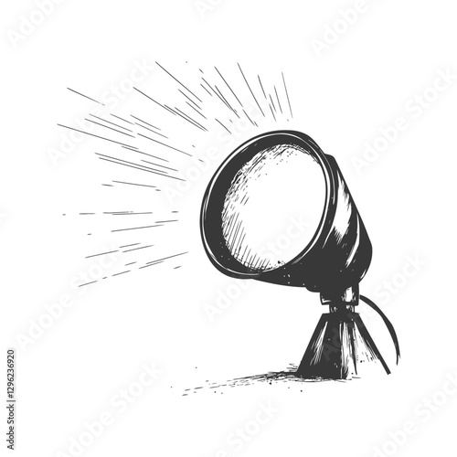 Hand Drawn Sketch Of A Spotlight With Radiating Rays
