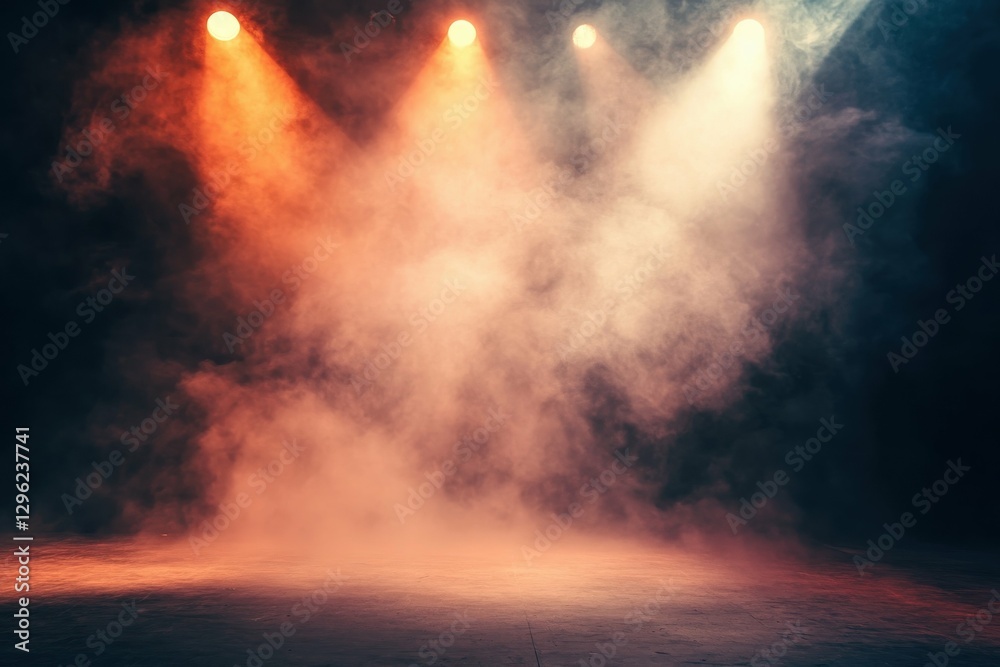Fototapeta premium Smoky Spotlight on Stage: Theatrical Atmosphere for Concert Performers