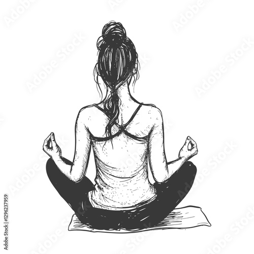 Hand Drawn Sketch Of A Woman In A Yoga Pose Design
