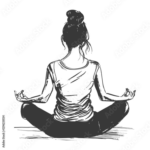 Hand Drawn Sketch Of A Woman In A Yoga Pose
