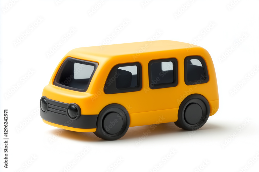 Toy version of School bus, Bus, playful vehicle, isolated on white Toy version of School bus, Bus, playful vehicle, isolated on white