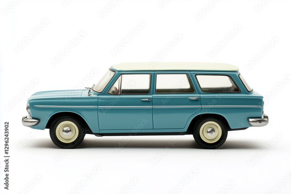 Side profile of Station wagon, Car, collectible vehicle model, white background Side profile of Station wagon, Car, collectible vehicle model, white background