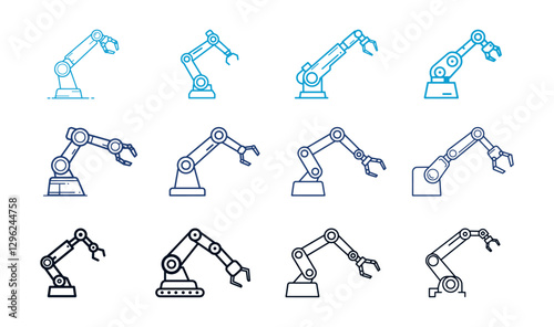 Robot arm icon, isolated editable vector icon, usable on websites and apps.