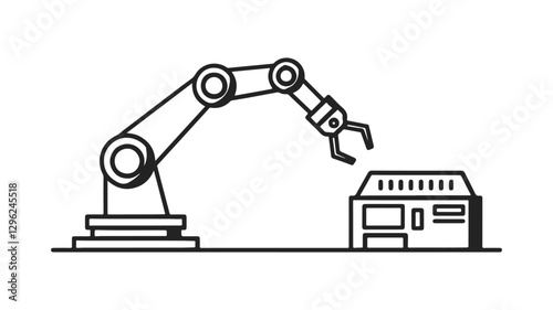 Robotic hand manipulator silhouette symbol icon.