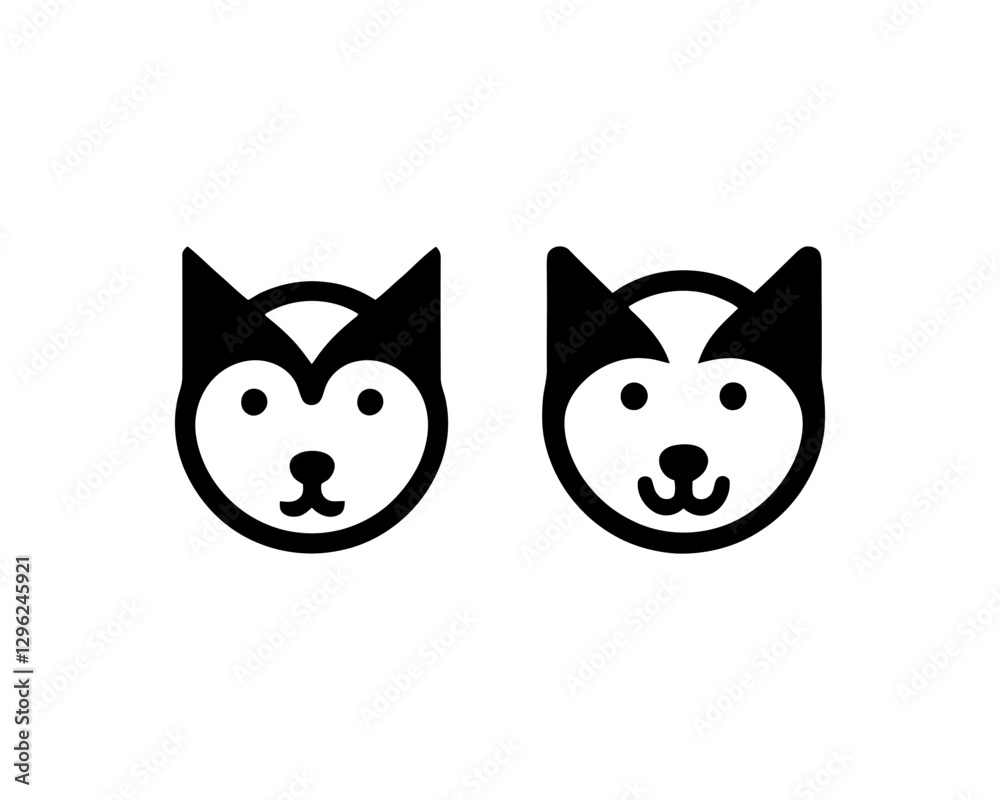 Abstract Dog Logo design template. Dog head icon. Vector illustration. Simple silhouette. Flat style. Cartoon dog face logo. Animal logotype concept. Abstract Dog Logo design template. Dog head icon. Vector illustration. Simple silhouette. Flat style. Cartoon dog face logo. Animal logotype concept.