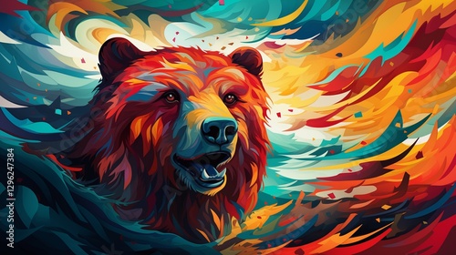 illustration of a lion in colour background