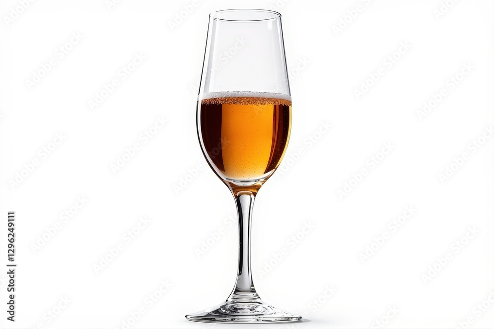 A single glass of champagne on a white background. A single glass of champagne on a white background.