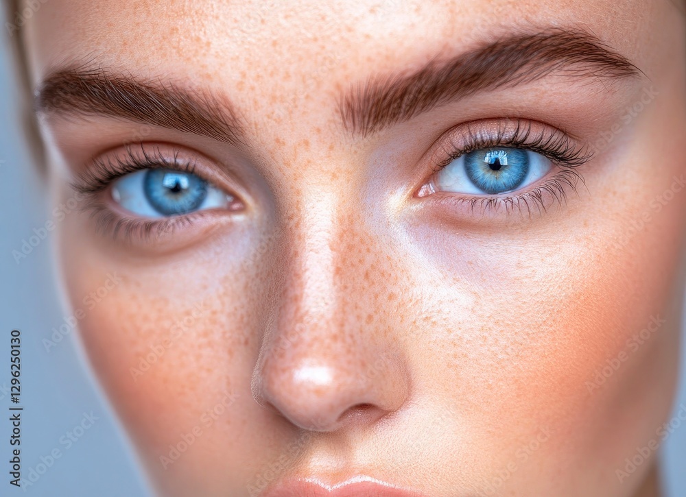 A close-up of the face and eyes, highlighting beautiful eyebrows with perfect arches and thick fur on top. A close-up of the face and eyes, highlighting beautiful eyebrows with perfect arches and thick fur on top.
