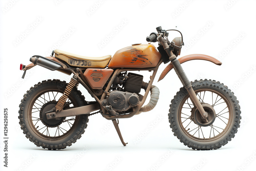 Side view of Adventure bike, Motorcycle, miniature vehicle model, isolated on white Side view of Adventure bike, Motorcycle, miniature vehicle model, isolated on white