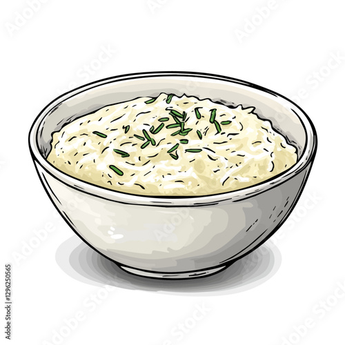 Risotto minimalist 2D vector graphic illustration sketch on a white background.

