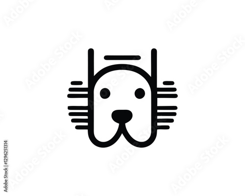 Abstract Dog Logo design template. Dog head icon. Vector illustration. Simple silhouette. Flat style. Cartoon dog face logo. Animal logotype concept. photo