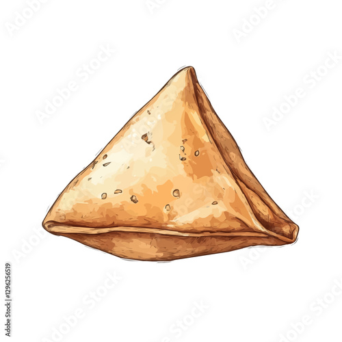 Samosa minimalist 2D vector graphic illustration sketch on a white background.

