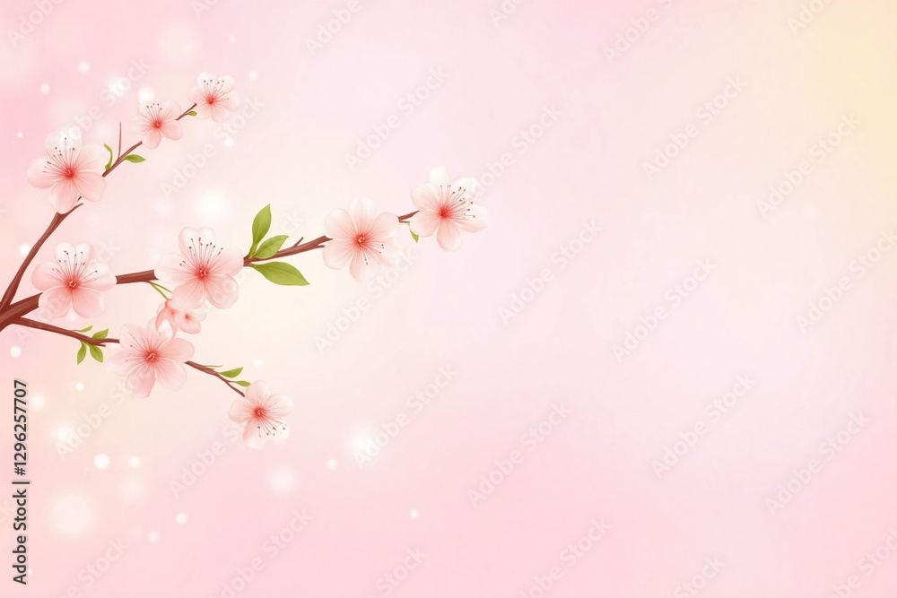 pink background with pink flowers and green leaves pink background with pink flowers and green leaves