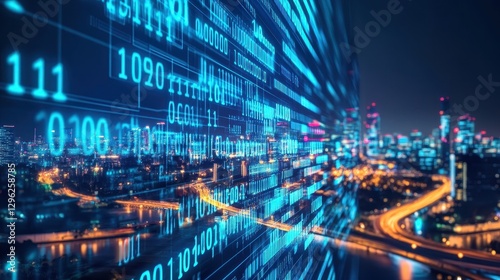 Wallpaper Mural A vibrant digital metropolis, illuminated by the ethereal glow of binary code, where data flowed like a river and the future unfolded in the heart of a futuristic cityscape. Torontodigital.ca