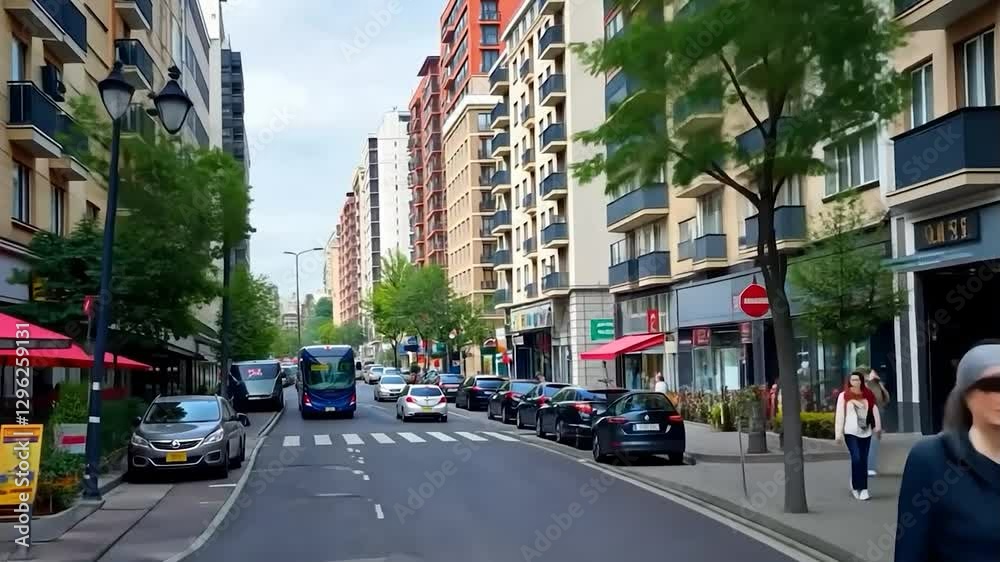 Urban Street Scene: Daytime View of a European City Urban Street Scene: Daytime View of a European City