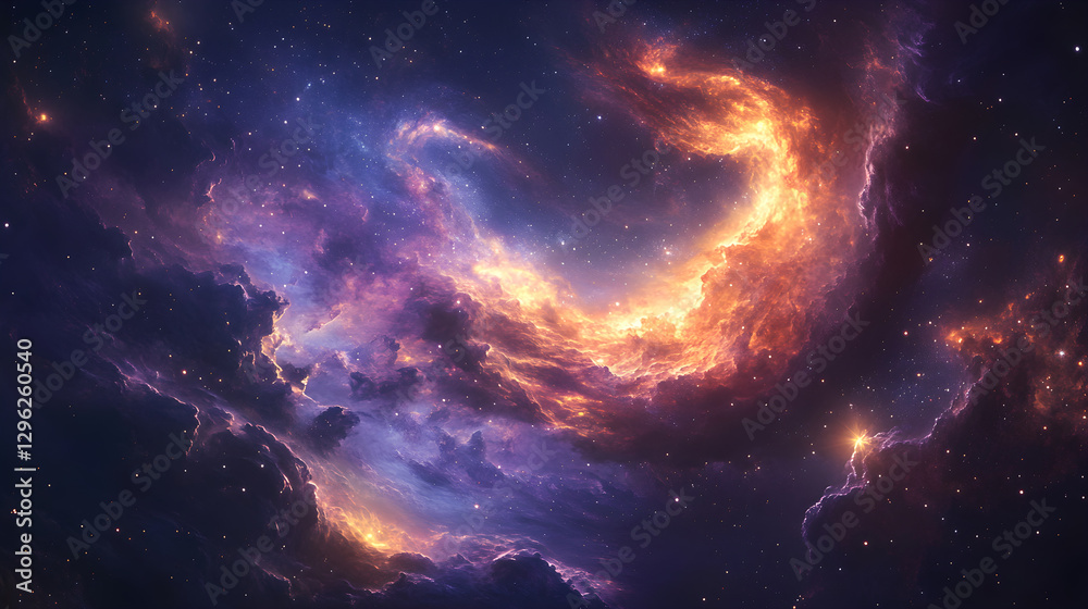 Fototapeta premium Ethereal Galactic Wonderland: An Awe-Inspiring Journey Through the Vibrant Depths of the Cosmos, Illuminated by Swirling Nebulae and Distant Stars