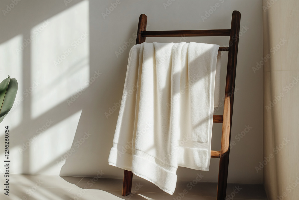 Towel on a Wooden Ladder Towel on a Wooden Ladder