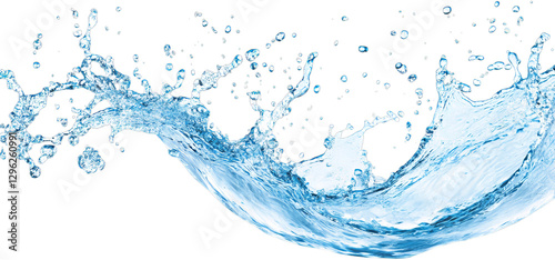 Dynamic Splash of Water Captured in Motion with Bright Blue Hue and Clear Transparency Against Black Background