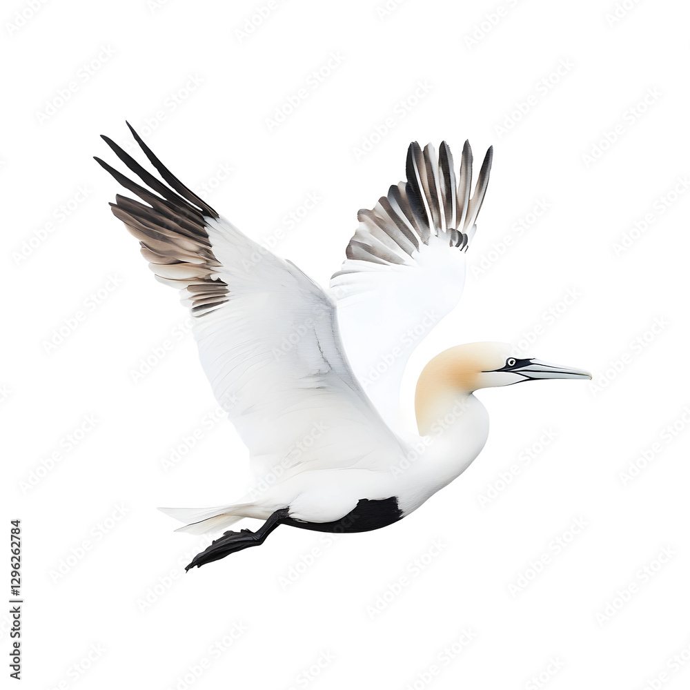 Obraz premium Northern Gannet Diving with Its Wings