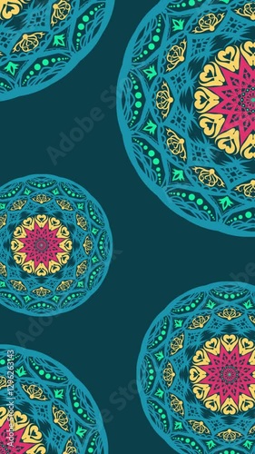 A motion graphic of mandala rotation template background. Royal and vintage style. For background, backdrop, animation, cover.
