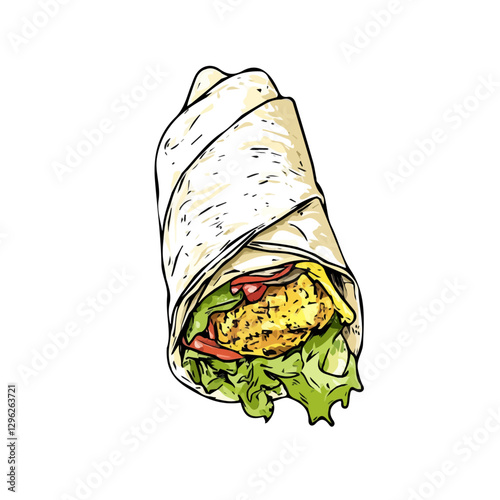 Shawarma minimalist 2D vector graphic illustration sketch on a white background.

