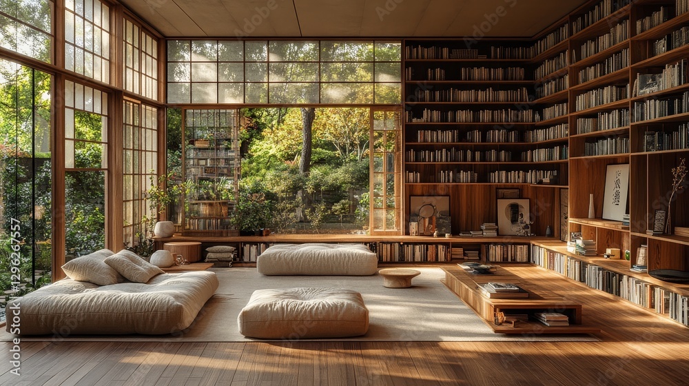 Intimate Reading Corner in Modern Japanese Interior Intimate Reading Corner in Modern Japanese Interior