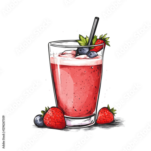 Smoothie minimalist 2D vector graphic illustration sketch on a white background.

