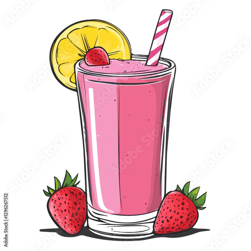 Smoothie minimalist 2D vector graphic illustration sketch on a white background.

