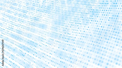 Live animation, blue background. Chaotic 3D waves, particles, circles, dots. Blurred stars. Outer space,  Milky Way, spectacular spectacle of matter. Information field. Computer screen saver. 4k 