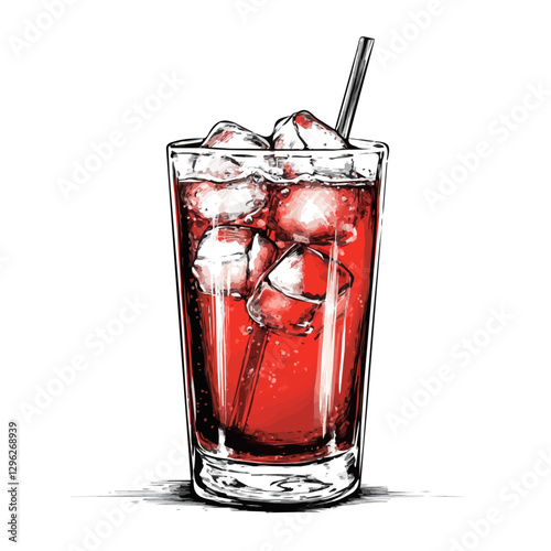 Soft drink minimalist 2D vector graphic illustration sketch on a white background.

