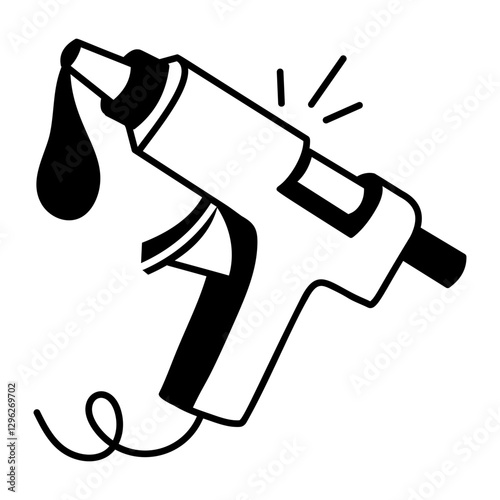 Glue gun icon in hand drawn style 
