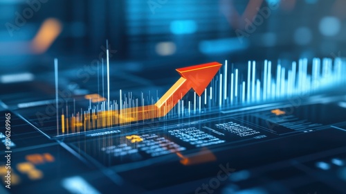 Analyzing business growth trends with data visualization digital environment infographic style technology focus