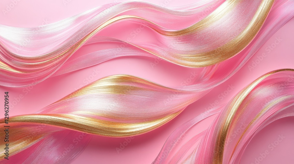 Flowing pink and gold ribbons create a beautiful abstract composition Flowing pink and gold ribbons create a beautiful abstract composition