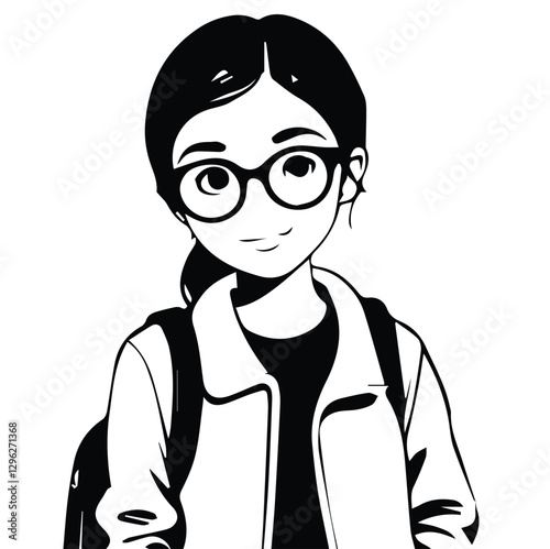 Chibi girl with ponytail and backpack


