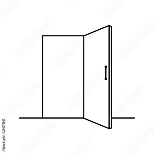 Door icon in trendy flat style isolated on black and white background. Open door symbol for your web site design, logo, app, UI. Vector illustration.
