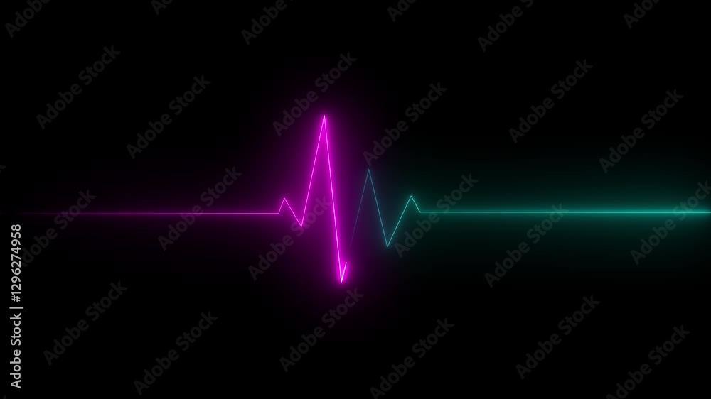 Abstract heartbeat and pulse rate signal technology animation on black background 4k video Abstract heartbeat and pulse rate signal technology animation on black background 4k video