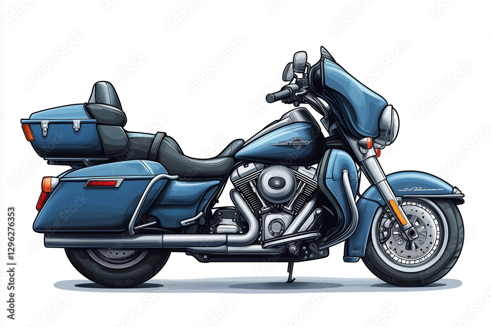 Touring motorcycle, Motorcycle, side view, vehicle art, white background Touring motorcycle, Motorcycle, side view, vehicle art, white background