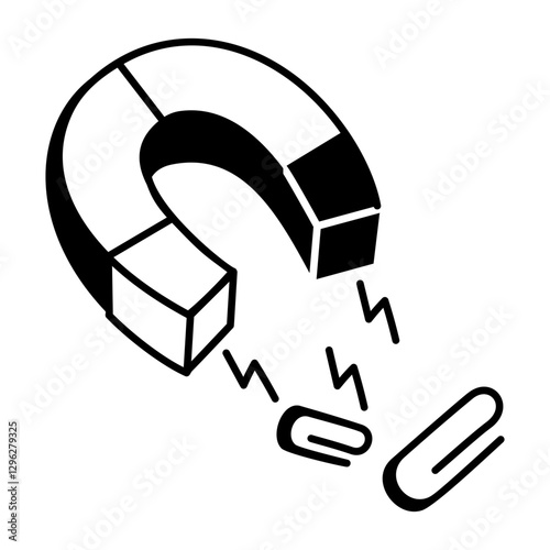 A hand drawn icon of a magnet 
