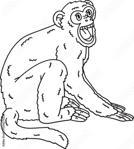 Rhesus Macaque Monkey Isolated Coloring Page 