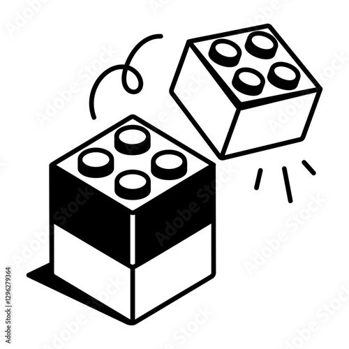 Blocks toy icon in doodle style 
