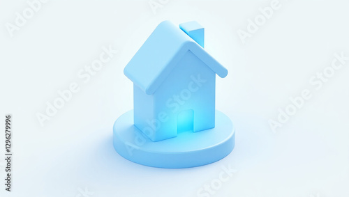 3D rendered translucent blue Home icon generated with AI
