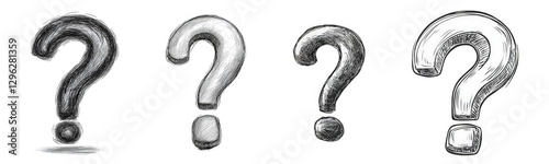Exploring the Mystery of Question Marks in Various Styles Isolated on a white background