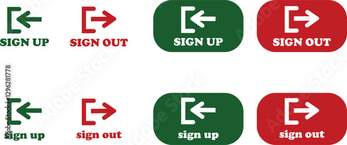 Login and logout icon set Set of sign out, Sign in vector vector collection. Open and close door symbol. Black exit and enter arrow, trendy flat style isolated on transparent background.