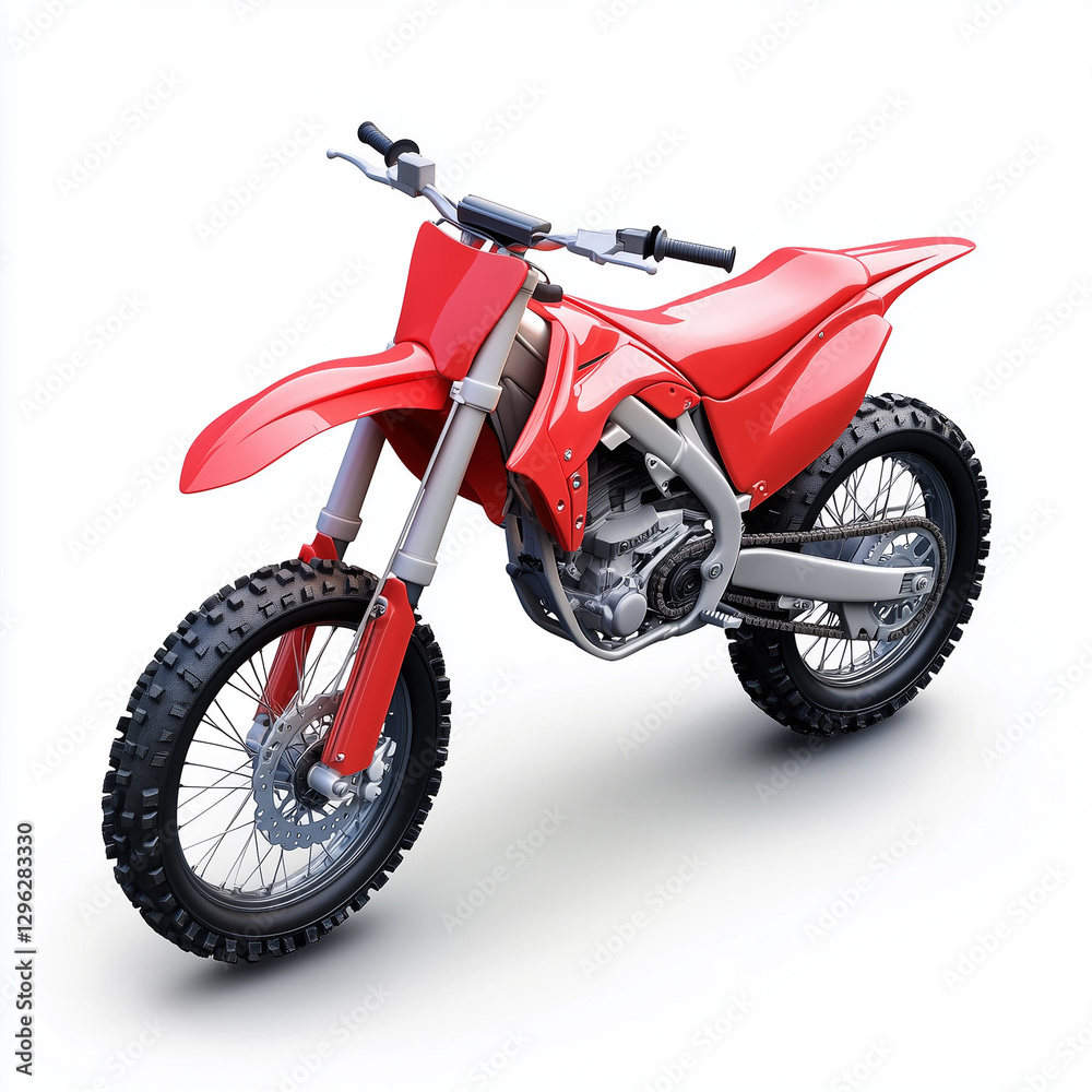 3D isometric view of Dirt bike, Motorcycle, isometric view vehicle, isolated on white 3D isometric view of Dirt bike, Motorcycle, isometric view vehicle, isolated on white
