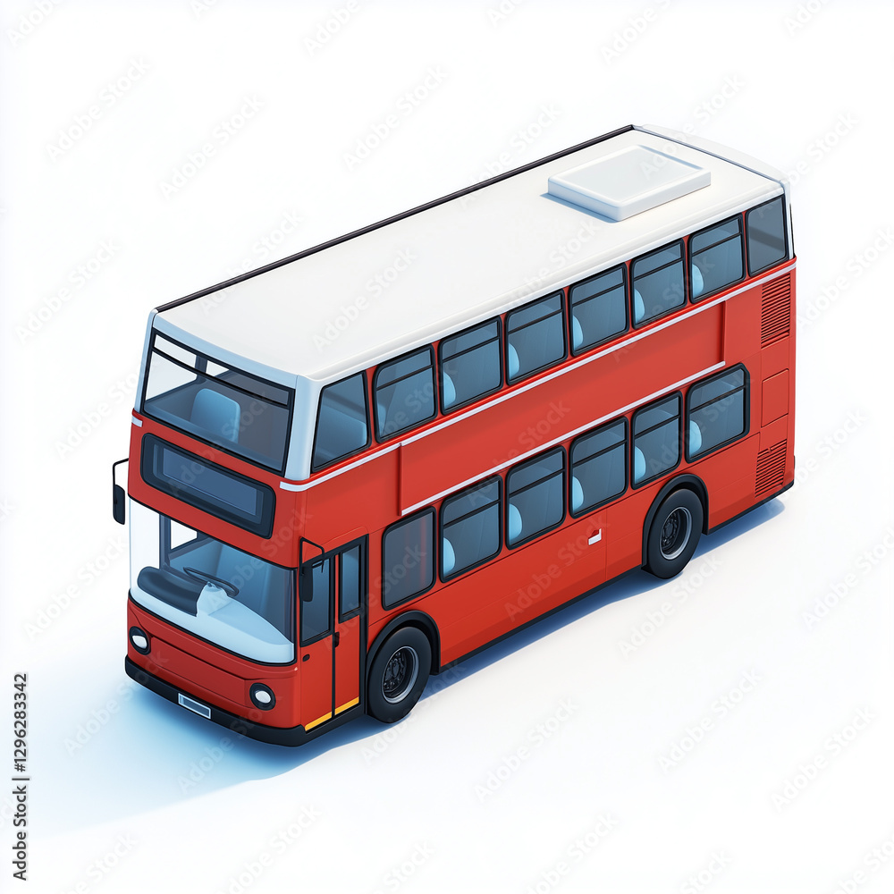 Double decker bus, Bus, 3D perspective, vehicle model, white background Double decker bus, Bus, 3D perspective, vehicle model, white background
