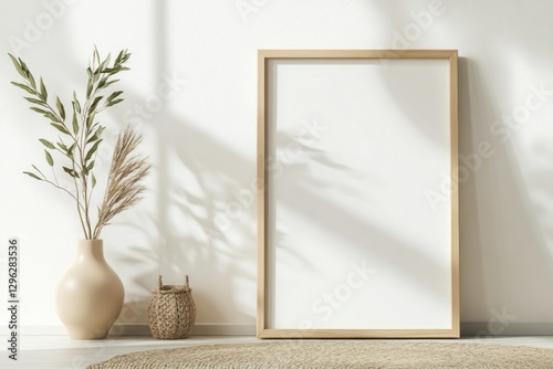 Elegant poster frame mockup enhance interior design aesthetics in a serene space